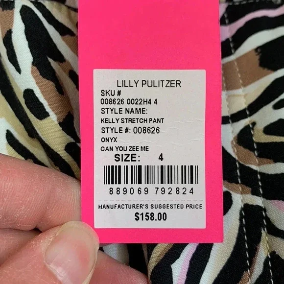 NWT Lilly Pulitzer Kelly stretch pant in onyx can you zee me sz 4